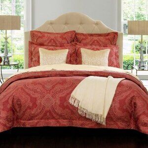 Sferra Miretta Cayenne Red Jacquard Standard Pillow Shams Set of 2